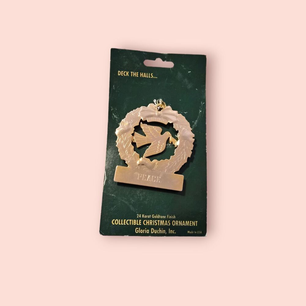 Gloria Duchin Goldtone Christmas Ornament – “Peace” Dove (1995)